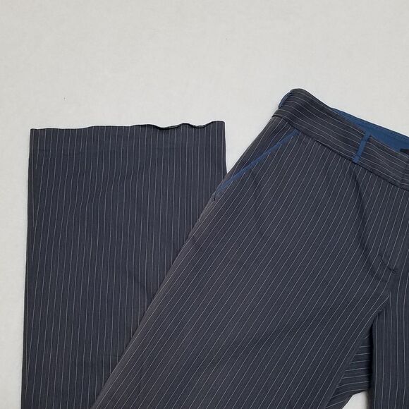 BCBGMaxAzria Amanda Gray Blue Pinstripe Wide Leg Slacks Trousers 8 - Picture 8 of 16